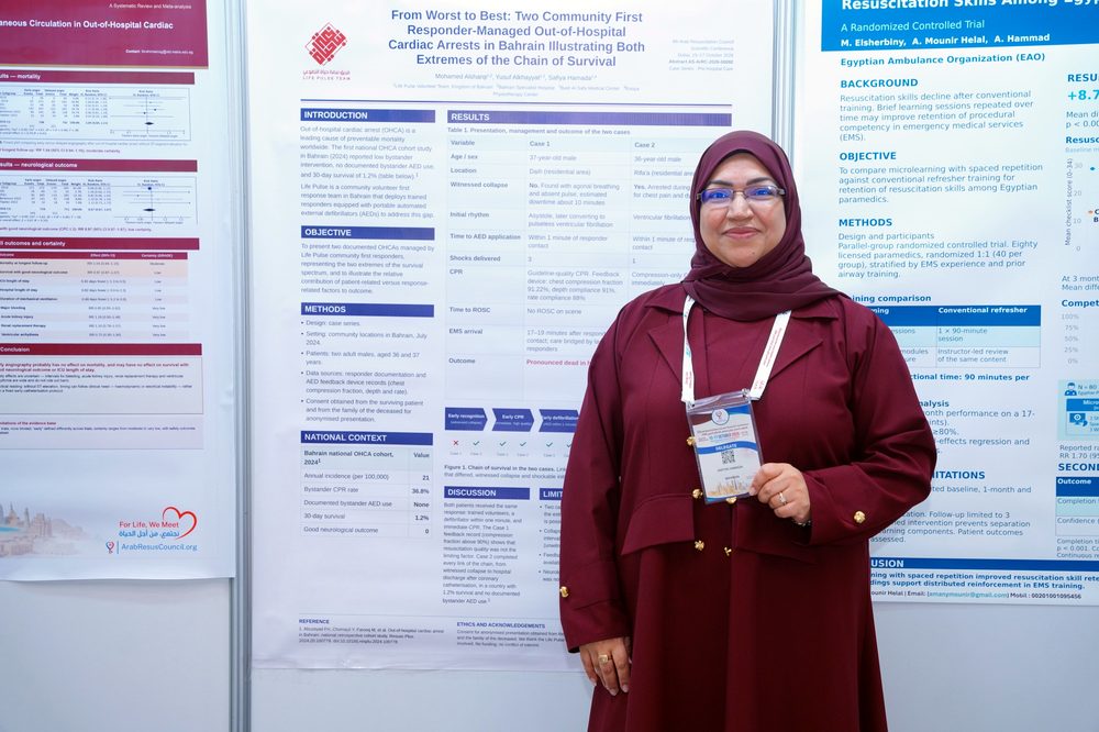 Safiya Hamada with the cardiac arrest case series poster